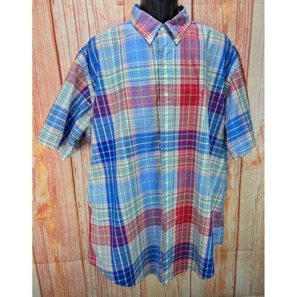 Ralph Lauren Mens Classic Fit Shirt XXL Short Sleeve Button-Down Multicolor - Picture 1 of 8